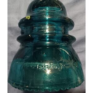 Hemingray Glass Insulator #42 in Teal Blue